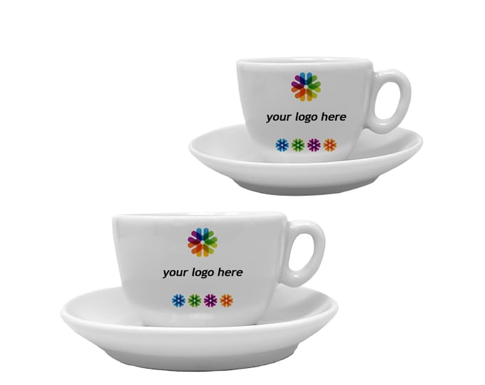 Custom Logo Espresso Cup Set Italian Porcelain Coffee Shop Cups Dishwasher Safe Full Color