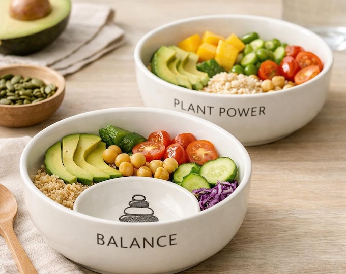 Personalized Buddha Bowl Custom Phrase Salad Bowl Wellness Vegan Grain Meal Gift