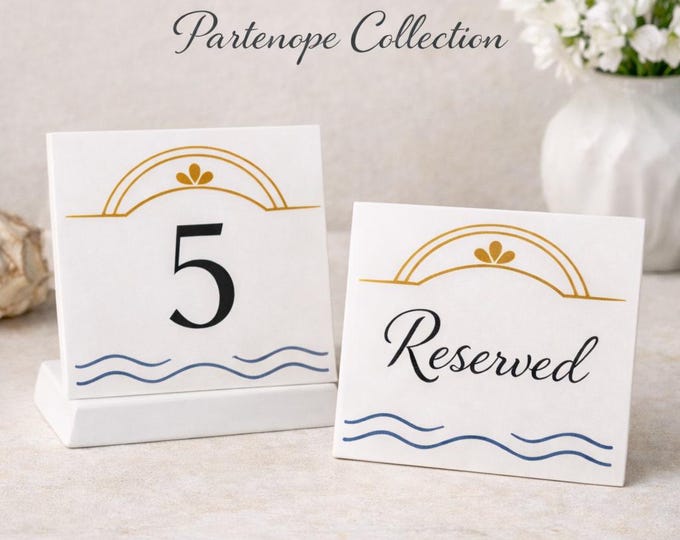 Segnatavolo in Gres Design Mediterraneo – Numero o Testo Personalizzato