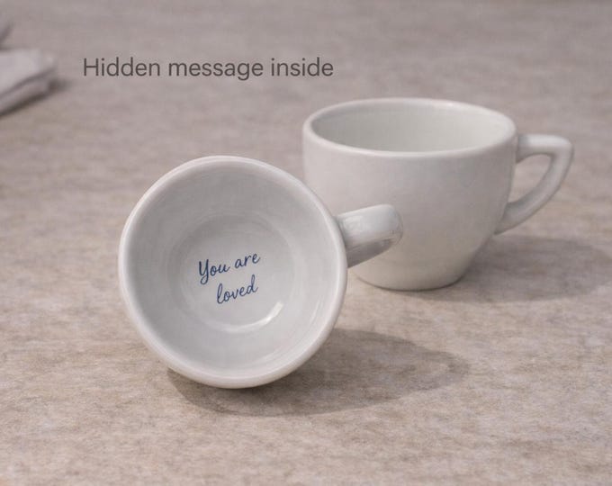 Personalized Secret Espresso Cup Hidden Message Inside Bottom Coffee Gift Name