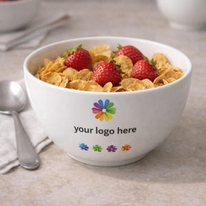 Custom Logo Ceramic Bowl Full Color No Minimum Dishwasher Safe