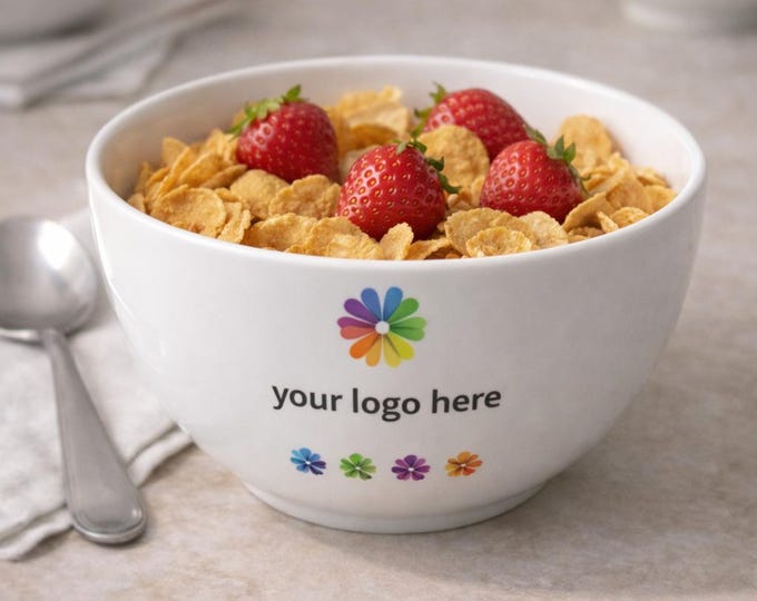 Custom Logo Ceramic Bowl Full Color No Minimum Dishwasher Safe