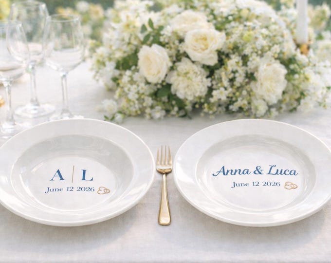 Sweetheart Table Plate Set Personalized Bride Groom Wedding Dinner Plates