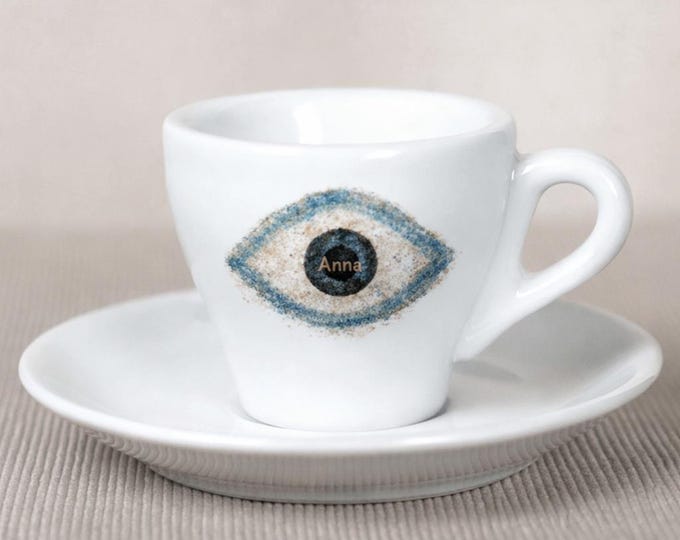 Evil Eye Espresso Cup – Personalized Name | Italian Lucky Coffee Cup Gift
