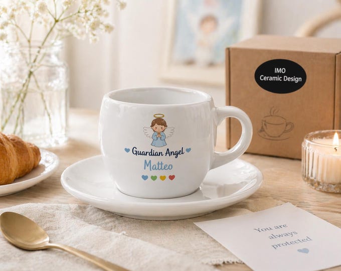 Guardian Angel Kids Milk Cup Personalized Child Protection Baptism Communion Gift
