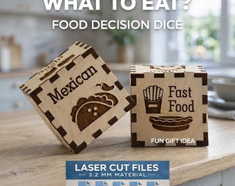 Food Decision Dice Laser Cut File · Takeout Meal Dice Set SVG · Wooden Dice ·  Digital