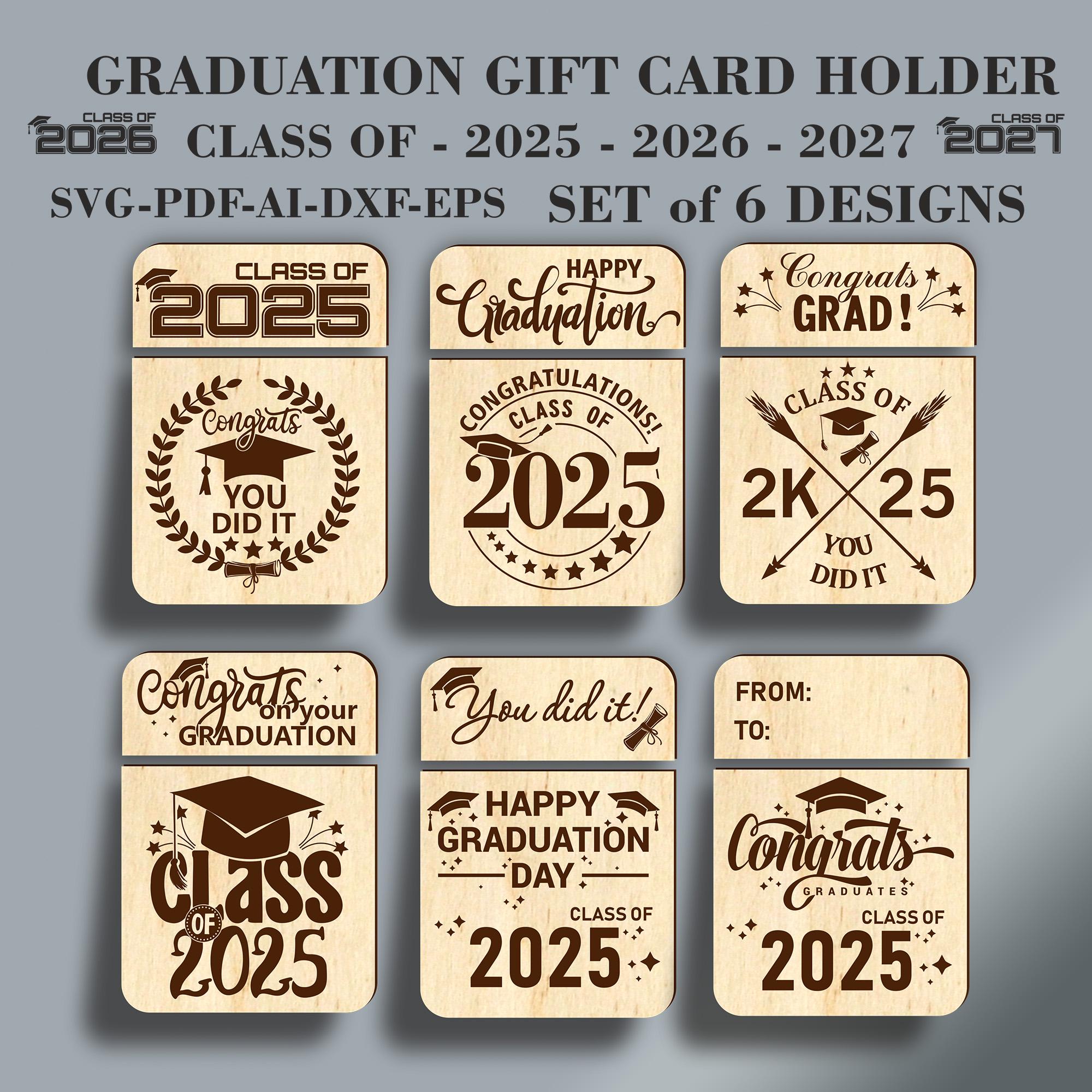 Graduation Gift Card Holder SVG - Class of 2025-2027 - Cash Holder SVG ...