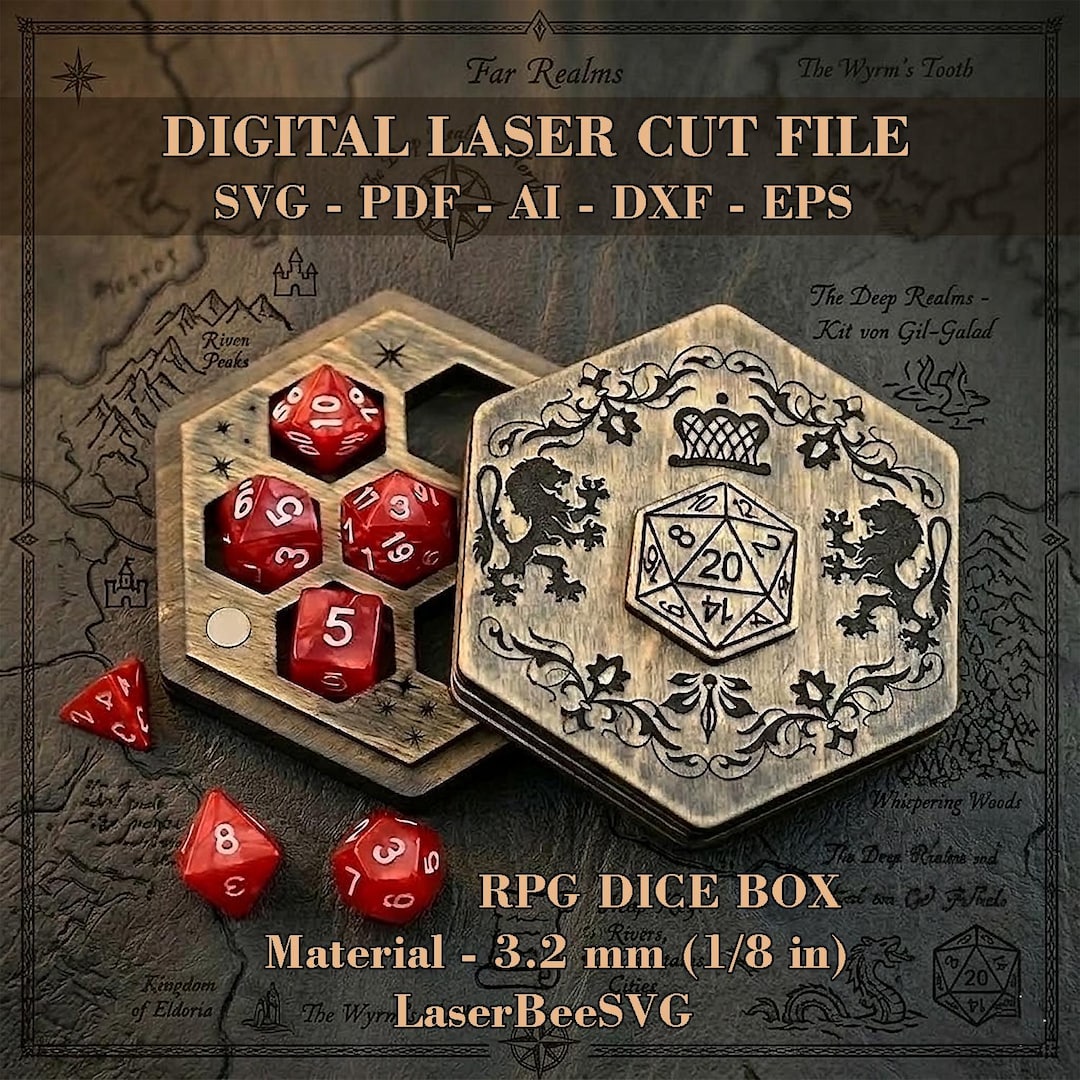 RPG Dice Box SVG - Laser Cut Files for Wooden Dice Holder - Fits ...