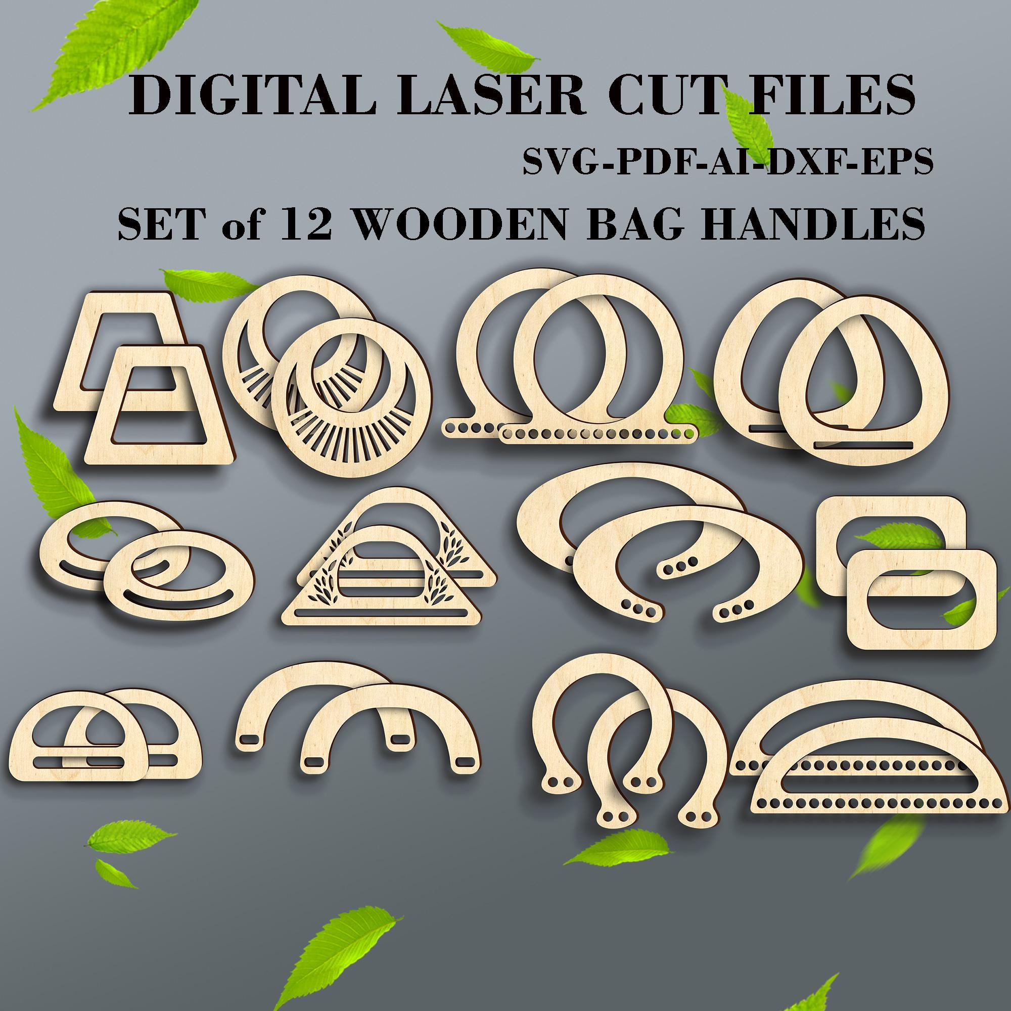 Handle Pattern Svg Bag Handles Laser Cut File - Set of 12 Wooden Purse Handles - Tote ...