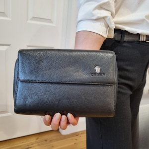 Cartera unisex de lujo de piel negra: elegancia única