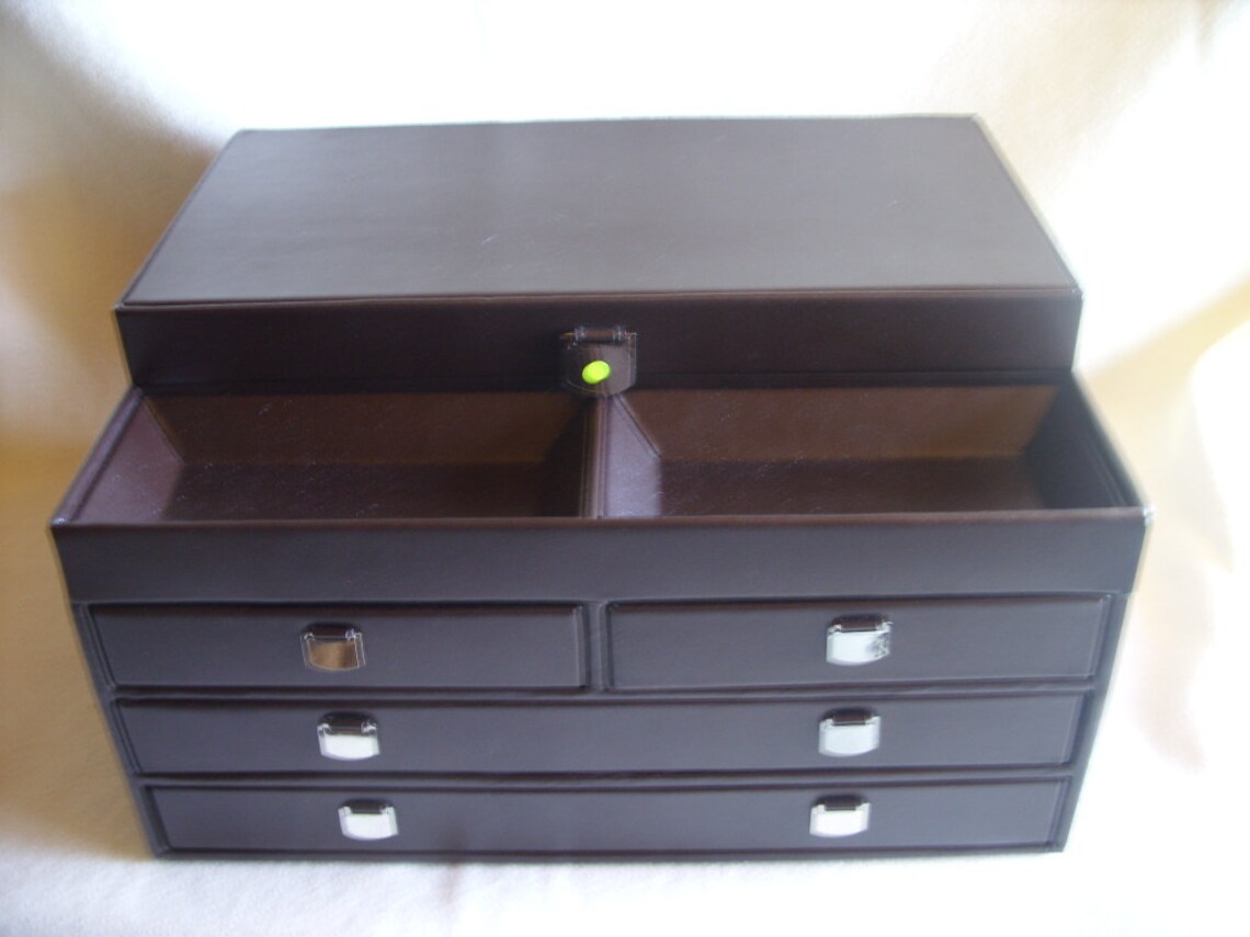 Red Envelope Jewelry box New large brown leather four Etsy