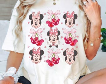 Disneyland Coquette Cherry Bow Shirt, Minnie Mouse Cherry Coquette Bow Shirt, Cherry Disneyland Shirt, Gift For Woman, Disneyland Trip Shirt