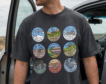 Star Wars Planets T-Shirt, Retro Star Wars Locations Comfort Colors Tee, Galaxy's Edge Disney Vacation Outfit, Sci-Fi Adventure Apparel