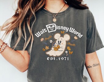 Camiseta Comfort Colors® Mickey Mouse Fantasma Walt Disney World 1971 Halloween, Camiseta Mickey Boo Too You, Temporada de Halloween Viaje Familiar, Regalo Familiar