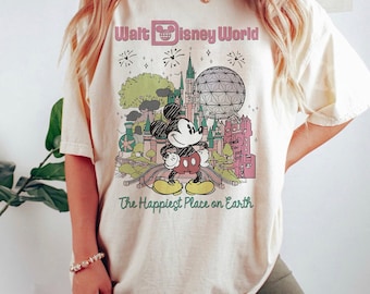 Retro Mickey Disneyworld Comfort Colors Shirt, Walt Disneyworld Shirt, Mickey And Friends Shirts, Disney 2026 Trip, Disneyworld Matching Tee