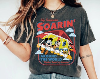 Vintage Mickey & Friends Soarin' Around The World Shirt, Disney Ride Epcot Center Tee, Donald Pluto Goofy, Disneyland Trip Outfit