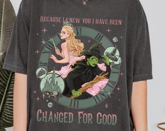 Vintage Wicked Changed For Good Comfort Colors Shirt, Wizard Defying Gravity Shirt, Pink And Green Musical, Broomstick Magic Wand Tee