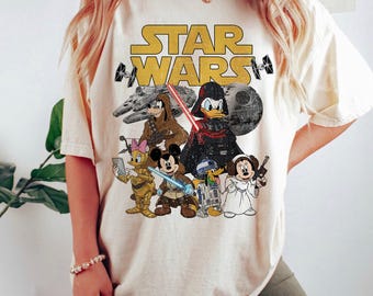 Retro Star Wars Shirt, Disney Star Wars Comfort Colors Tee, Retro Mickey and Friends Jedi Tee, Family Vacation Outfit, Gift for Disney Fans