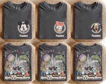 Comfort Colors personalized Disney world Mickey And Friends Shirt, Custom Name Disney Family Shirt, Magic Kingdom shirt, Family Vacation tee