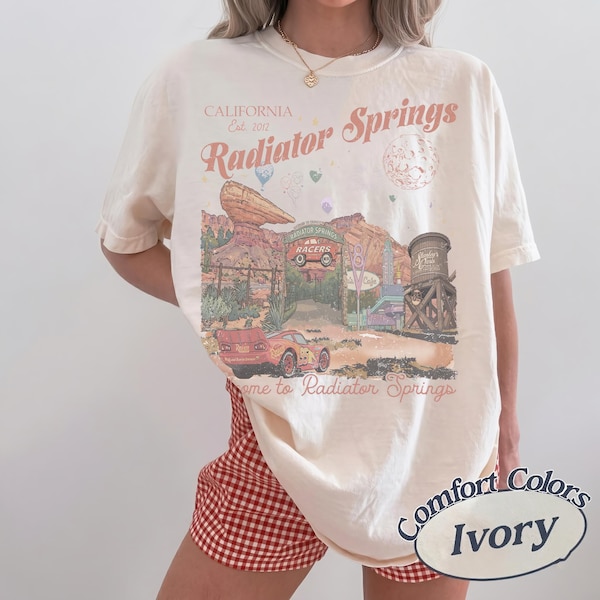 Vintage Radiator Springs Comfort Colors Shirt, Lightning McQueen Disney Tee, Pixar Cars Family Shirts, Disney Vacation Shirt, Disneyland Tee