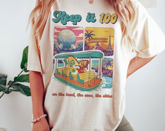 Vintage  Epcot Inspired Comfort Colors Shirt, Keep It 100 Theme Park Tee, Matching Family Vacation Sweatshirts, Disney Trip Group Shirt