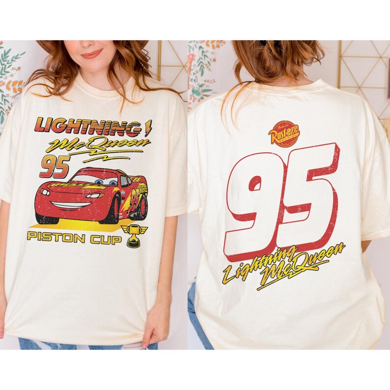 Vintage Lightning McQueen Comfort Colors Shirt, Disney Pixar Cars Shirt, Retro McQueen Graphic Tee, Disney Family Vacation Trip Shirt 2026 bild 3
