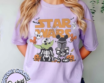 Camiseta de Halloween de Grogu Mandalorian de Star Wars, camiseta a juego para la familia de Disney Galaxy's Edge, conjunto de Mickey para las vacaciones no tan aterradoras.