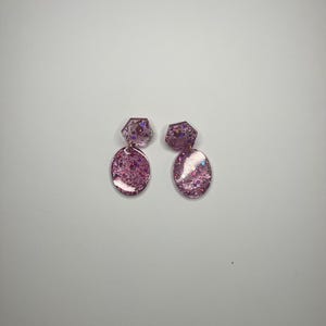 Pink/Lila Glitzer Harz Ohrringe