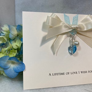 Gift for Daughter on Wedding Day-Bridal Shower-Mother to Bride-Wedding Gown Charm-Bridal Bouquet Charm-Something Blue-Mom to Bride-Off-White