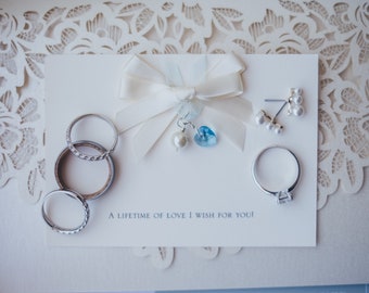 Gift for Daughter on Wedding Day-Bridal Shower-Mother to Bride-Wedding Gown Charm-Bridal Bouquet Charm-Something Blue-Mom to Bride-Off-White