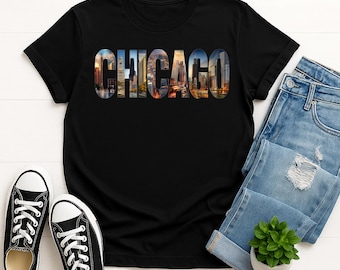 Chicago Cityscape Adult Gildan Graphic T-Shirt