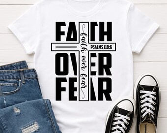 Faith Over Fear Adult T-Shirt Short Sleeve Graphic Tee - Gildan
