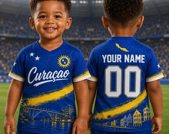 Personalisierte Curaçao Kinder Fußball Trikot, Benutzerdefinierte Name Nummer Uniform