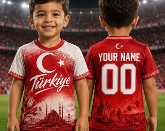 Türkiye Kinder Fußball Trikot, Personalisierte Name Nummer Uniform