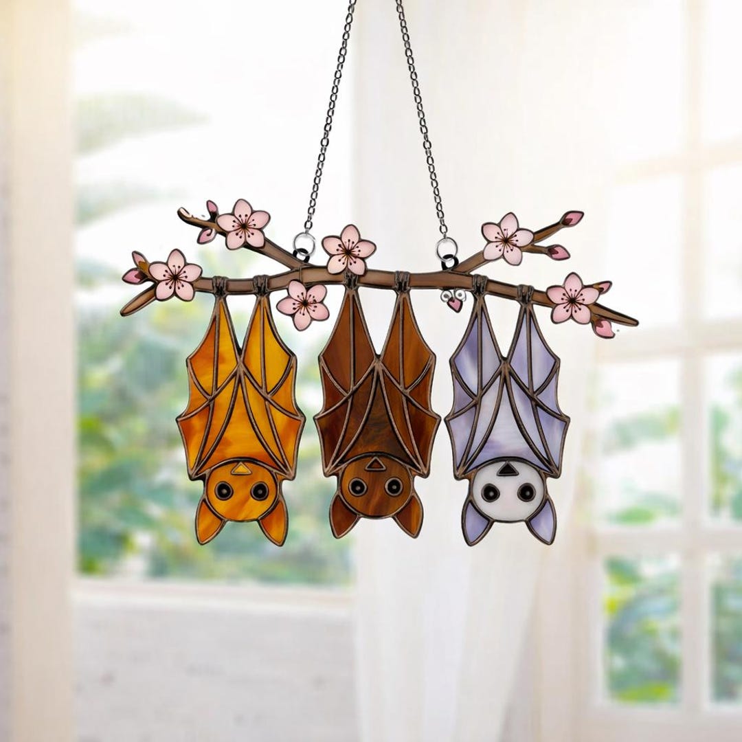 Cute Bat Acrylic Suncatcher, Hanging Bats Window Decor, Gothic Animal ...