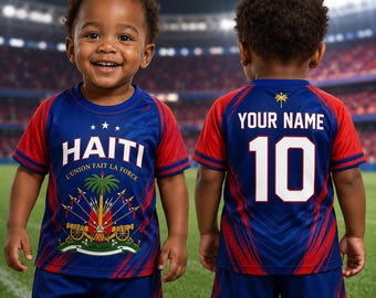Personalisierte Haiti Fußball Trikot Set - Benutzerdefinierte Name Anzahl Sportswear (Kinder / Erwachsene)