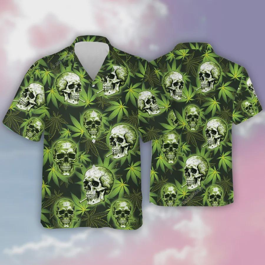 Discover Sugar Skull Hawaiian Shirts For Men Women, 3d Weed Leaves Shirts Aloha Shirt, Cannabis Summer Beach Shirt