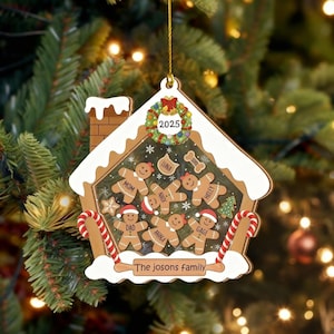 Personalized  Gingerbread Family Ornament, Family Name Christmas Ornament, 4D Shake Custom Family Cookie Ornament Christmas, Christmas Gift