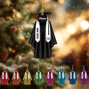 Personalized Graduation Ornament, Personalized Class of 2025 Ornament, Custom School Graduation Ornament Gift, Graduation Gown Ornament