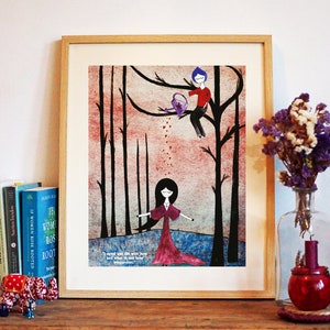 Art Print &quot;I open and fill with love&quot;, Rumi wall art, Rumi poem, Sufi poetry, Spiritual print, Whimsical Lovers Art, Home Decor, Rumi Quote