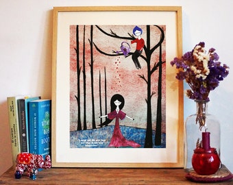 Rumi Poem Art Print, Whimsical Lovers, Spiritual Home Decor