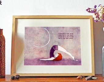 Art Print: Connected, Watercolor Yoga Illustration, Meditation Room Decor, Yoga Studio Poster