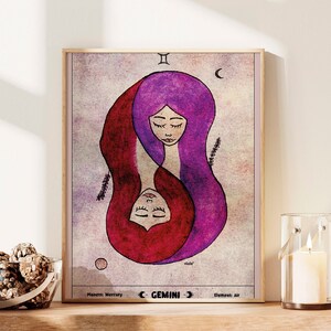 Gemini Astrological Wall Art, Zodiac Wall Art, Gemini Star sign, Astrology Gifts, Horoscope Art Print, Zodiac Prints, Astrology Wall Decor