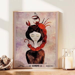 Scorpio Astrological Wall Art, Zodiac Wall Art, Scorpio Star sign, Astrology Gifts, Horoscope Art Print, Zodiac Prints, Astrology Wall Decor