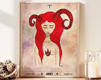 Aries Astrological Wall Art, Zodiac Wall Art, Aries Star sign, Astrology Gifts, Horoscope Art Print, Zodiac Prints, Astrology Wall Decor