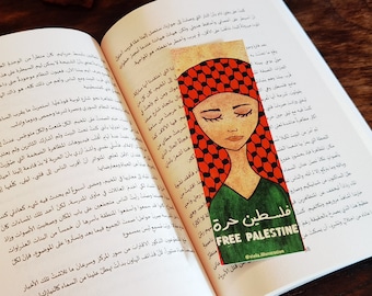Free Palestine Bookmark, Illustrated bookmarks, book lover, bookmark art, Book lovers gift, Palestine gift idea