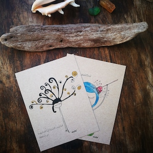 Arabic poetry (Set of 2 Postcards), visual poetry, naive art, ecofeminism, inspiring prints, self love, greeting cards, whimsy illustrations