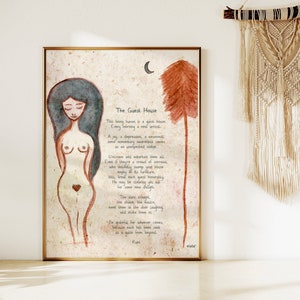 The Guest House - Rumi Poem Print, Poetry Print Gift, Poem Wall Art, Home Decor Print, Rumi Poem, Rumi Quote, Housewarming Gift