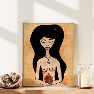Persephone Greek Goddess, Queen of the underworld, Spiritual wall art for women, Divine Feminine goddess art, Pomegranate, Sacred feminine