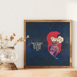 Art Print &quot;One Soul&quot;, Rumi wall art, Rumi poem, Sufi poetry, Spiritual art, Whimsical Lovers Art, Home Decor Print, Rumi Quote